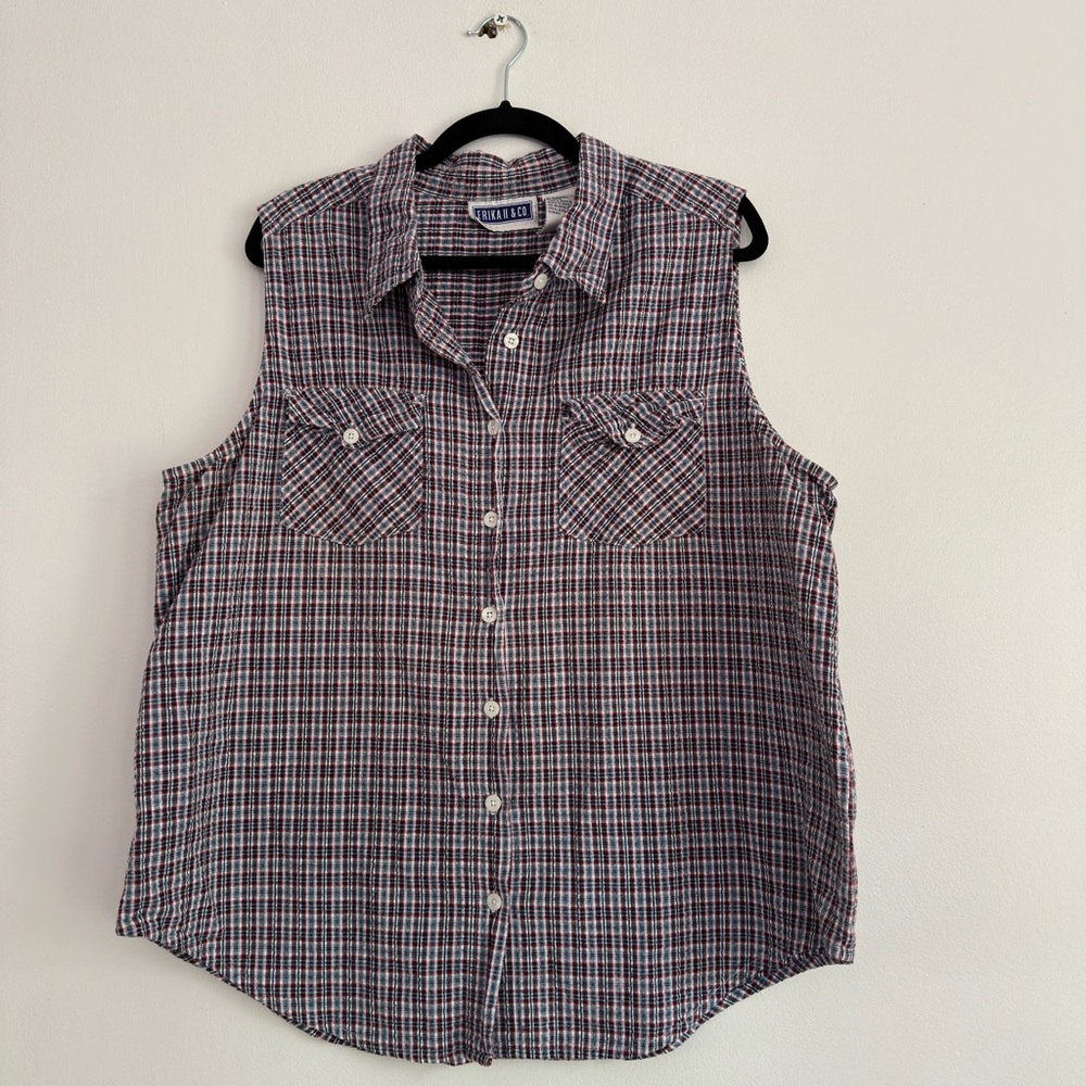 Erika Red and White Plaid Button-Up‎ Shirt